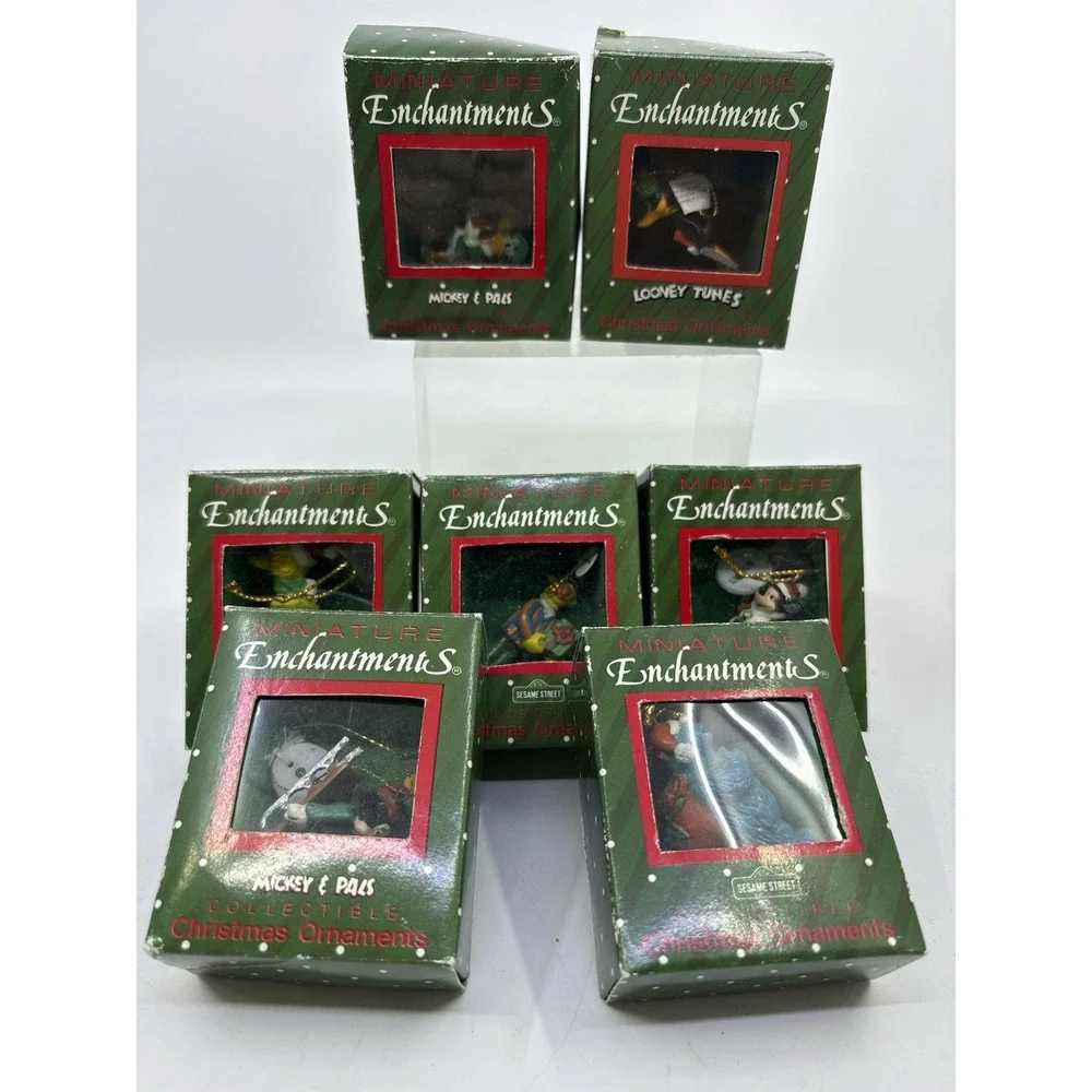 Vintage Miniature Ornaments looney Tunes Sesame Street Mickey Set 7